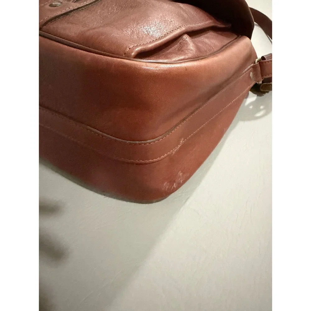 Hartmann Leather Messenger Bag Briefcase Unisex Brown Brass Hardware Large